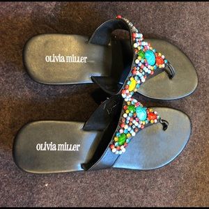 Oliver Miller beaded sandals. Size 10. NWOT